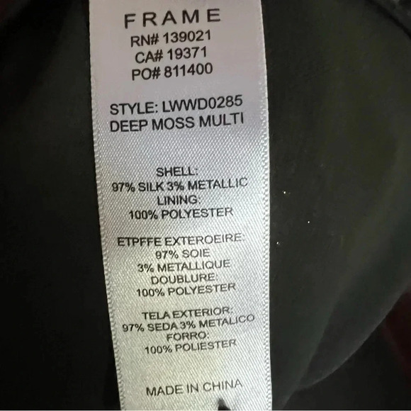 Frame Paisley‎ Metallic Silk Long Sleeve Mini Dress Size Small - Picture 14 of 15